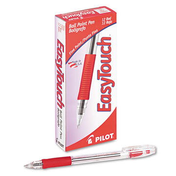 Pilot® Easytouch Ballpoint Pen, Stick, Fine 0.7 Mm, Red Ink, Clear Barrel, Dozen freeshipping - TVN Wholesale